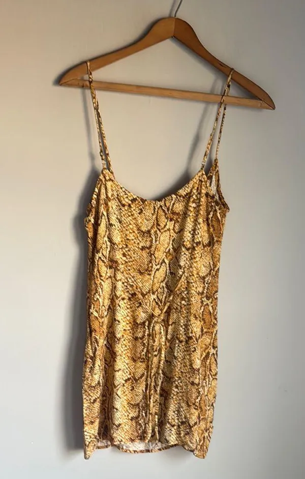REFORMATION Vivette Snakeskin Mini Dress Medium - Image 3