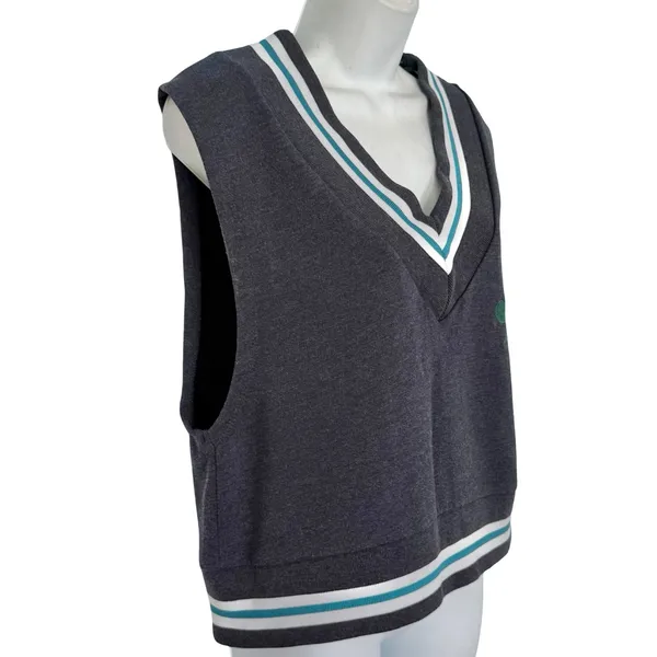 Urban Outfitters Navy Blue Green Badminton Embroidery Cropped Jersey Vest Size M - Image 10