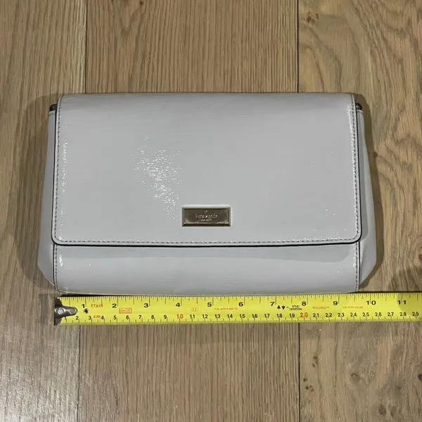 Kate Spade Coated Leather Crossbody Purse / Chain Shoulder Bag, Gray/Purple - Image 15