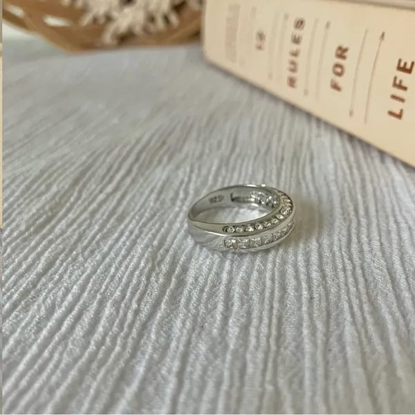 925 Channel Set Pave Silver Diamond Ring Vintage “Liene” Round Band Classic Mens Jewelry - Image 9