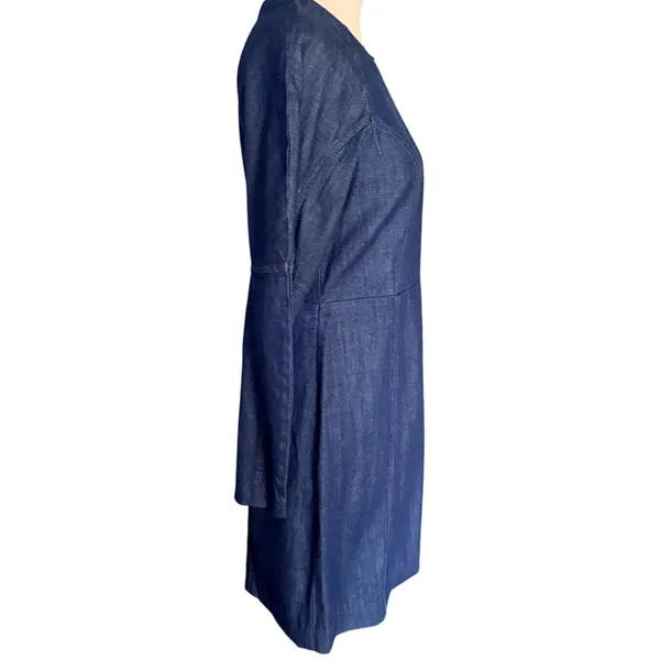 Banana Republic‎ Denim Fit and Flare Mini Dress Indigo Blue Long Sleeve Size 6 - Image 3