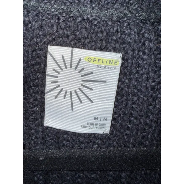 OFFLINE Aerie Women Black Shaker Knit Quarter Zip Oversize Sweater M Gorpcore - Image 4