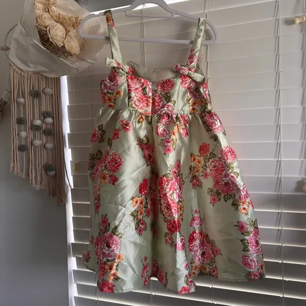 Lulus sage floral satin babydoll mini dress size small - Image 3