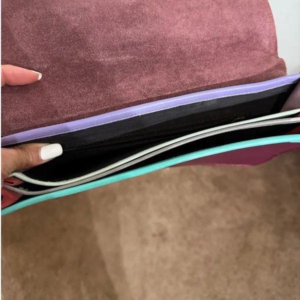 Pink Zebra Leather Crossbody Purse - Image 6