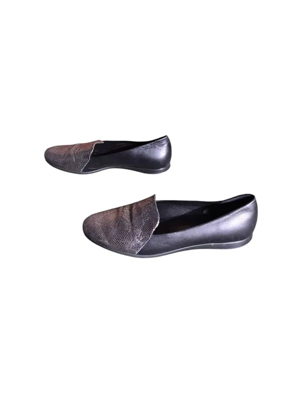 Ecco Black and Silver Snakeprint Flats - Image 7