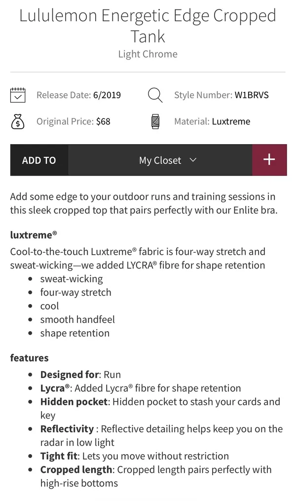Lululemon Energetic Edge Cropped Tank Light Chrome 4 - Image 13