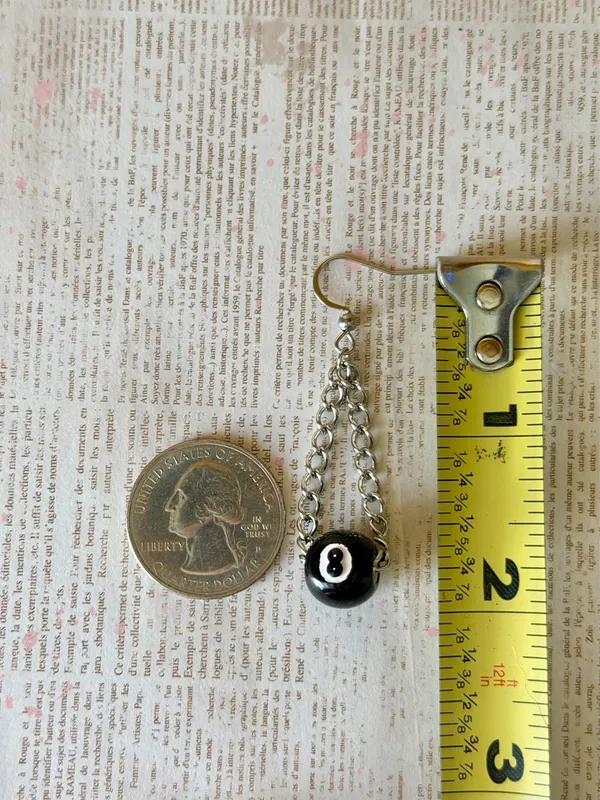 Handmade y2k funky grunge 8 ball chain dangle earrings 🎲🖤💕 - Image 6