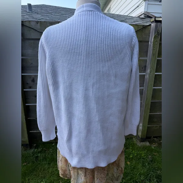 Madewell White Ribbed Knit Chunky Open Cardigan Preppy Academia Sweater Teacher‎ - Image 3