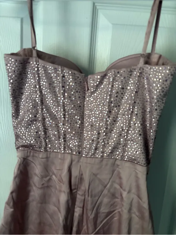 Oh Polly Moonstruck satin mini dress corset-style bodice rhinestone women size 0 - Image 8