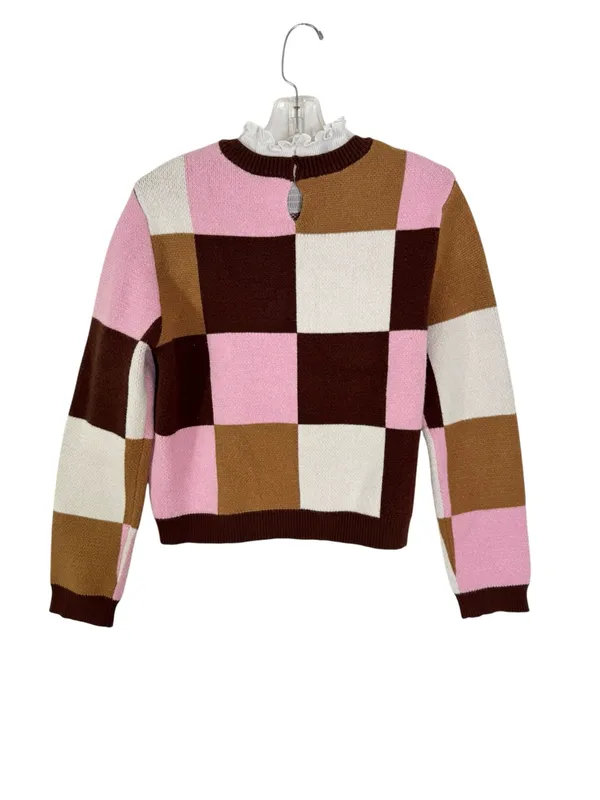 By Anthropologie Plaid Ruffle Collar Pullover Sweater Size M - Image 6