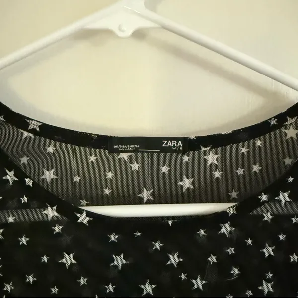Zara Black Sheer Star Long Sleeve Top - Image 2