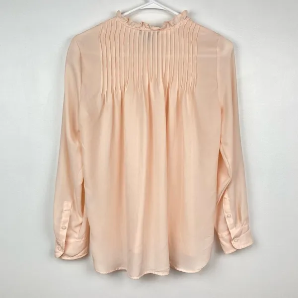 J. CREW High Neck Long Sleeve Pintuck Blouse in Pale Bluff Size 2 - Image 10