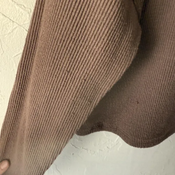 Gaze Sweater Y2k Small Brown Ribbed Knit Turtleneck Long‎ Sleeve Cropped Top - Image 9