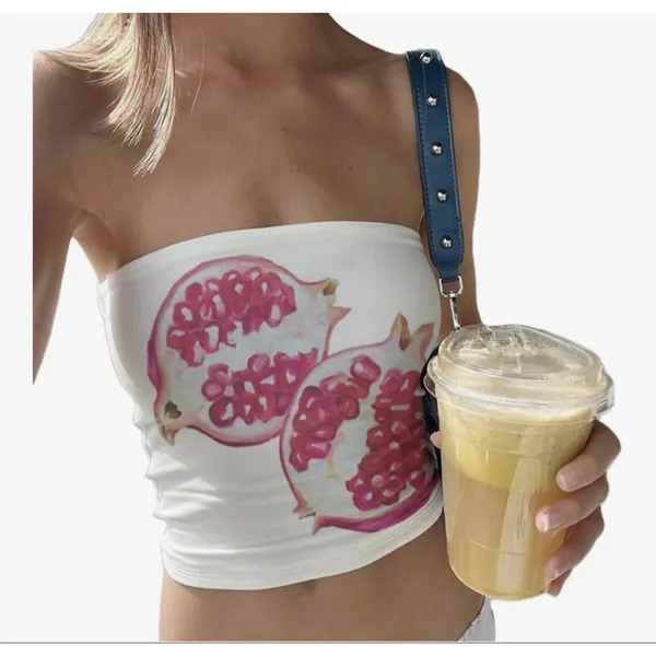 NEW White Y2k Tube Top Strapless Crop Top Pomegranate S - Image 2