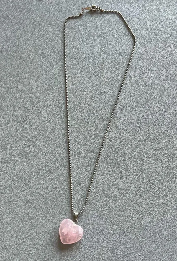 Pink Heart Silver Necklace - Image 2