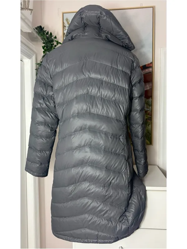 Calvin Klein Grey Duck Down Puffer Long Coat Packable Hooded Zip Size Large - Image 5