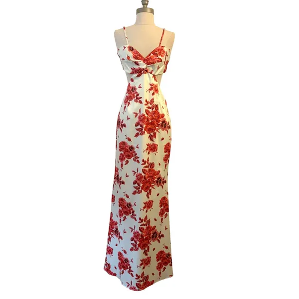 Peppermayo Rosie Satin Maxi Dress 6 Rosa Floria Floral Cutout Backless‎ - Image 3
