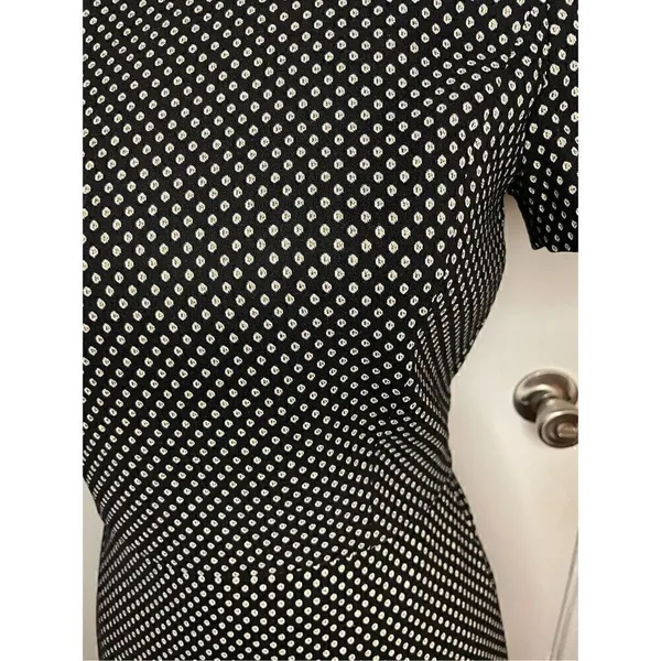 NWT JCrew Mock Neck Jacquered Sheath Dress Black/ Metallic Gold Short Sleeve Siz - Image 9