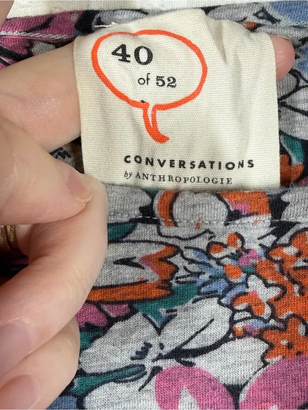 Anthropologie Conversations Floral Short Sleeve Modal Cotton Top - Image 3