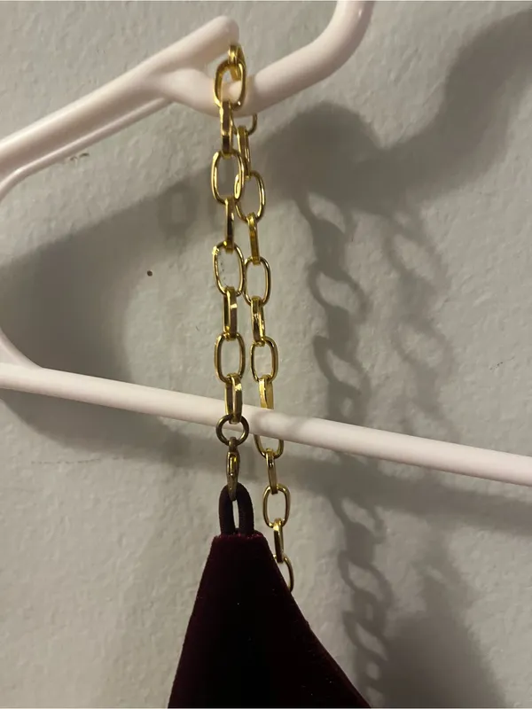 love J Burgundy Midi Slip Dress with Gold Chain Straps - Image 2