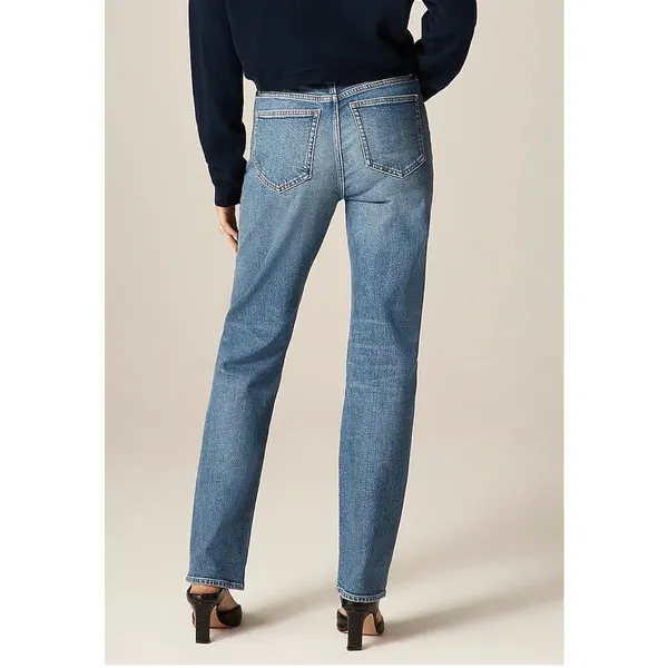 J.Crew Nipped Straight High Rise Jeans Size 27 Medium Wash Semi Stretch Denim - Image 4