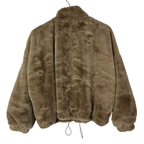 Boutique Lilyful Light Brown Faux Fur Cropped Puffer Jacket‎ M - Image 2