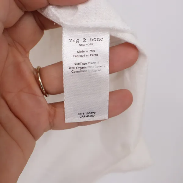 rag & bone T-Shirt Womens Medium V-Neck White Organic Pima Cotton Slub Good - Image 7