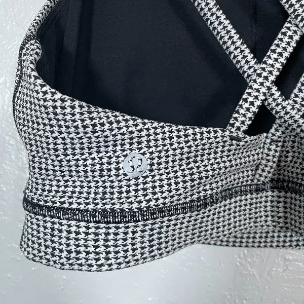 Lululemon Women 12 White Black Houndstooth Energy Sports Bra Athletic Workout - Image 5