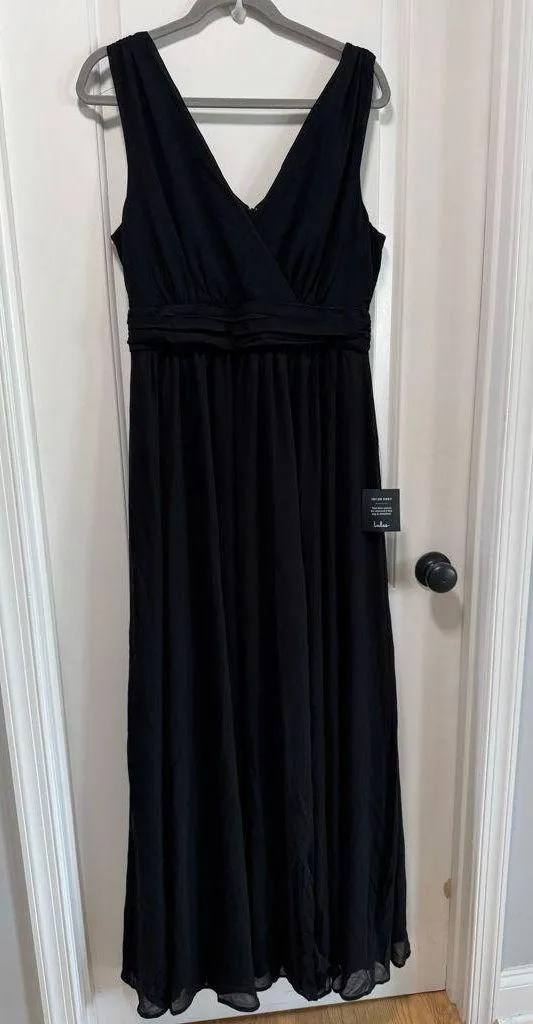 Lulus Thoughts of Hue NWT size Large Black Surplice Maxi Dress Formal Bridesmaid - Image 3
