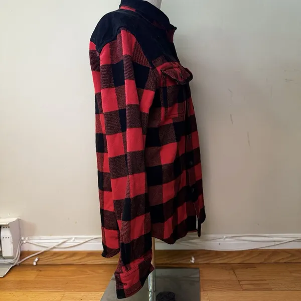 American Eagle AE Unisex Flannel Plaid Button-Down Long Sleeve Shacket Size S - Image 4