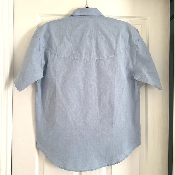 Ol' Paint Retro Western‎ Shirt Textured Cotton Light Blue Button Up Women's M - Image 2