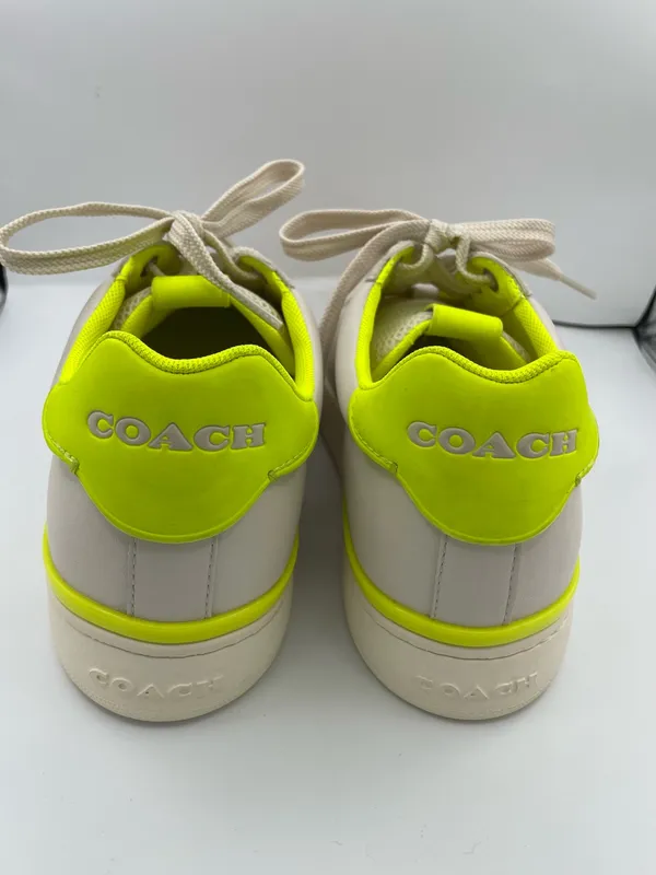 Coach lowline low top leather women’s sneakers G5040 light beige/neon green - Image 4