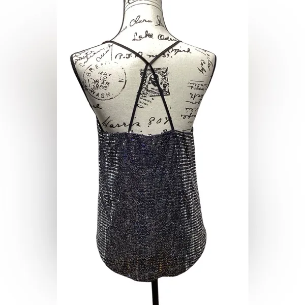 Chelsea28 Black mirrored spaghetti strap top. Size Medium. - Image 3