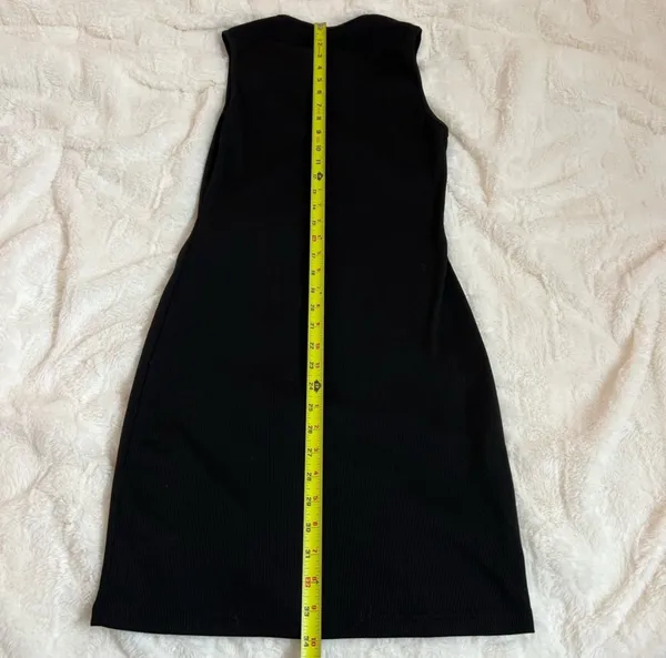 Solid Black Sleeveless Zip Up Mini Bodycon Dress Size M - Image 8