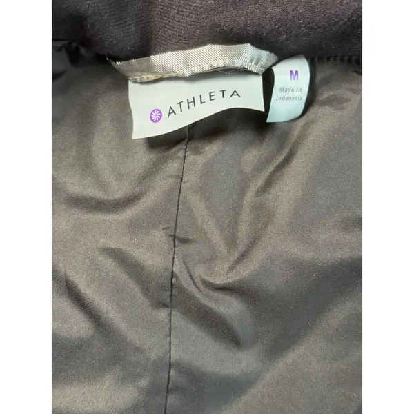 Athleta Womens Metallic Silver Down Puffer Vest Mock Neck Chevron Quilt Size M - Image 5