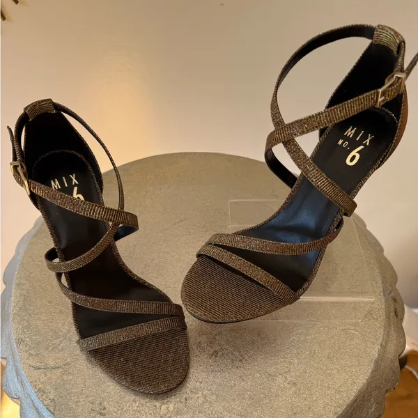 Mix No. 6 - Gold Shimmer Strappy Heels - Image 2