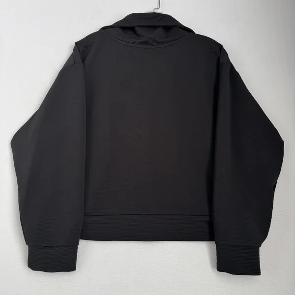 Adrienne Vittadini Sport Women L Black Quarter Zip Pullover Textured Athleisure - Image 2