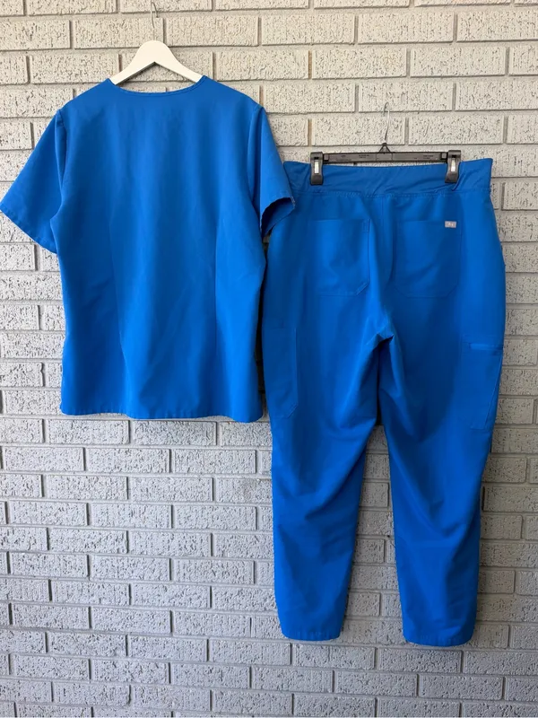 Figs Scrub Set Royal Blue Catarina Top High Waisted Yola Pants Size XL - Image 6