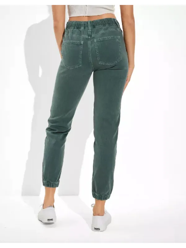(C149) American Eagle Stretch Tomgirl Cargo Utility Jogger Pants Dark Green 00 - Image 3