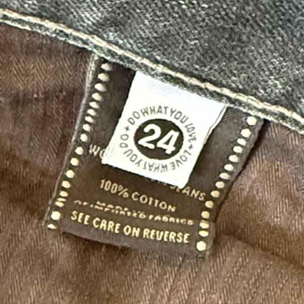 Work Custom Jeans Womens 24 Faded Black Low Rise Distressed Flare Wide Leg Denim - Image 9