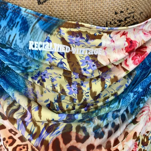 Reclaimed Vintage Mixed Print Halter Swim Dress - Image 3