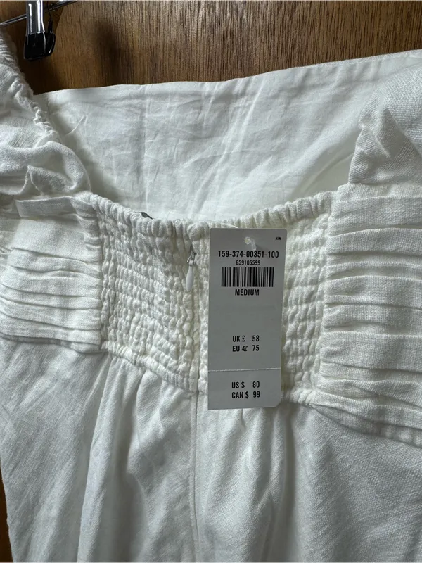 Abercrombie & Fitch A&F Emerson Cap Sleeve Mini Dress Linen White Medium NEW - Image 8