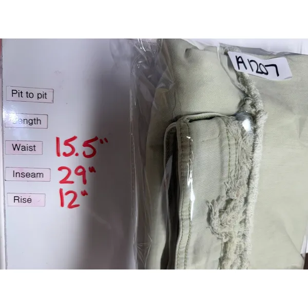 OAT New York High Rise Wide‎ Leg Raw Hem Jeans Women Sz 10/30 Sage Green - Image 5