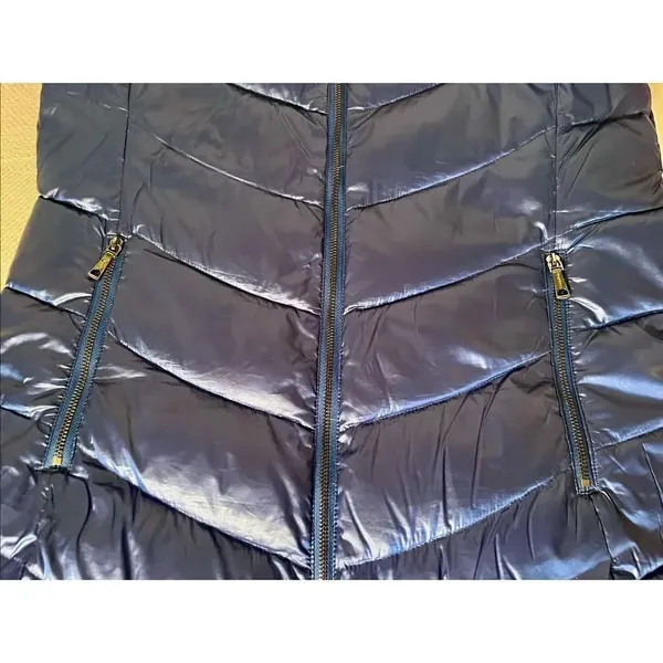 Calvin Klein Chevron-Quilted Packable Down Puffer Coat Blue Size Medium - Image 7