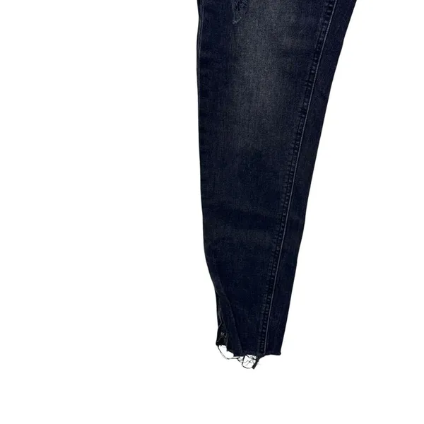 Zara Women's Jeans Ankle Zip Raw Hem Mid-Rise‎ Denim Fading Stretch Black Sz. 2 - Image 5
