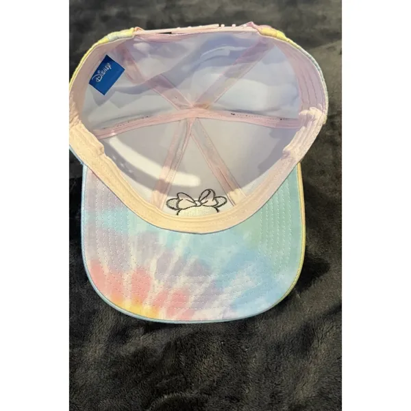 MINNIE MOUSE BASEBALL CAP HAT Adjusts Tie Dye Minnie EARS Disney Embroidered Bow - Image 2