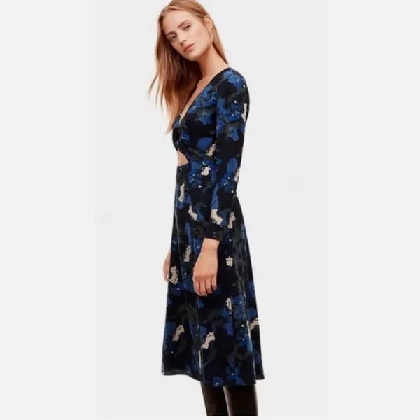 Aritzia Wilfred Aubagne Black Blue Cutout Long Sleeve Midi Dress size 4 $175 - Image 2