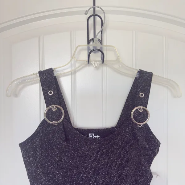 FCT With Love Basics Medium Black Silver Metallic Adjustable Straps Bodysuit - Image 3