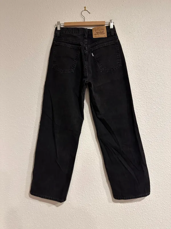 vintage levi’s 965 90s straight wide leg black cotton denim jean USA - Image 2