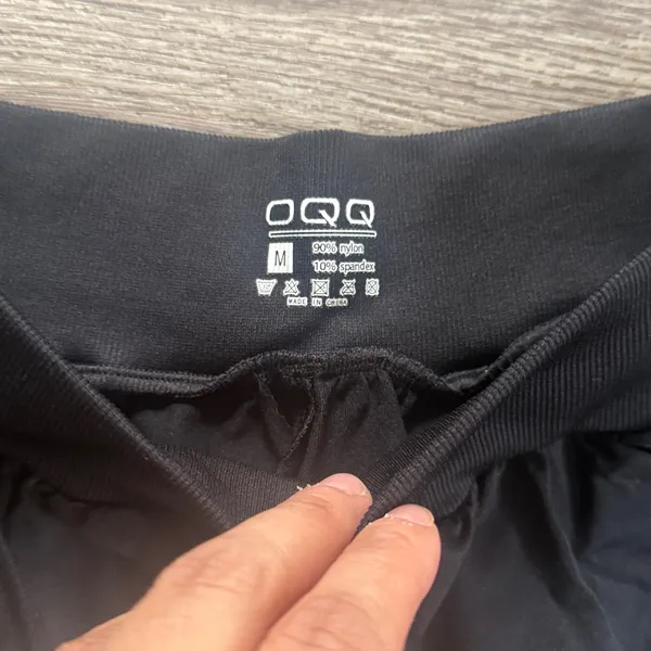 OQQ Black Wide-Leg Pants Medium High Rise Casual Flare - Image 3